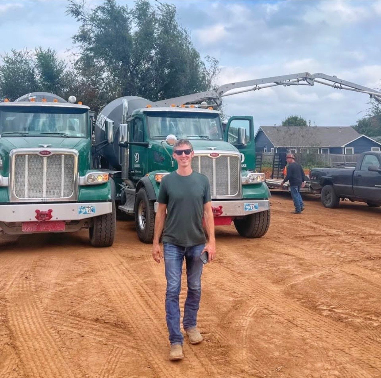 Sam at a foundation pour